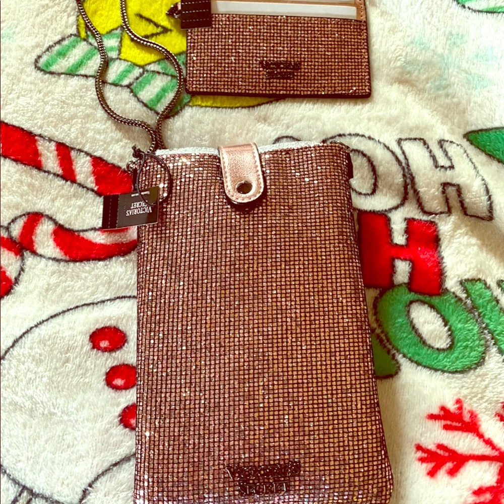 Rose pink purse with matching card holder